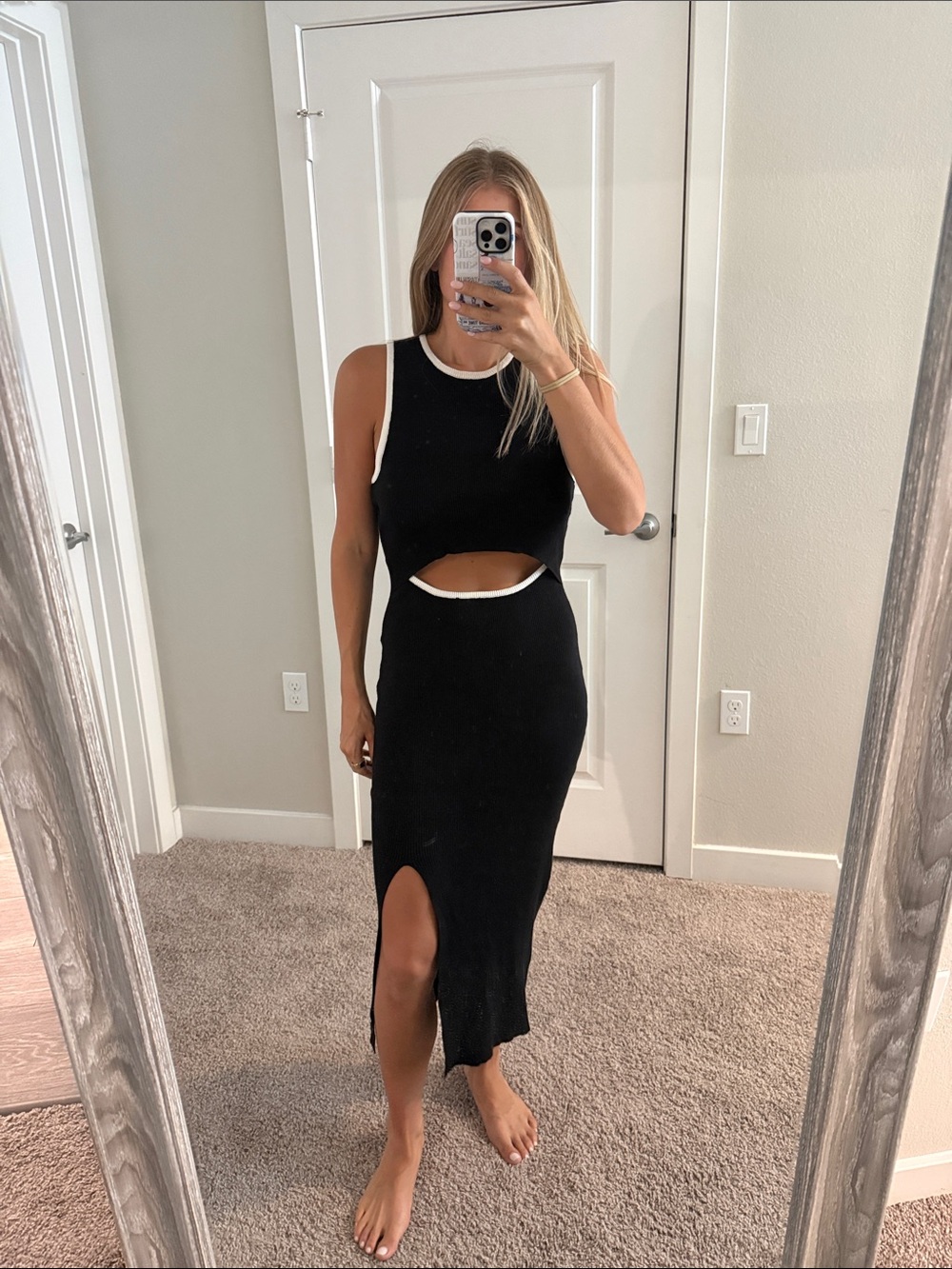 Black cut out midi dress